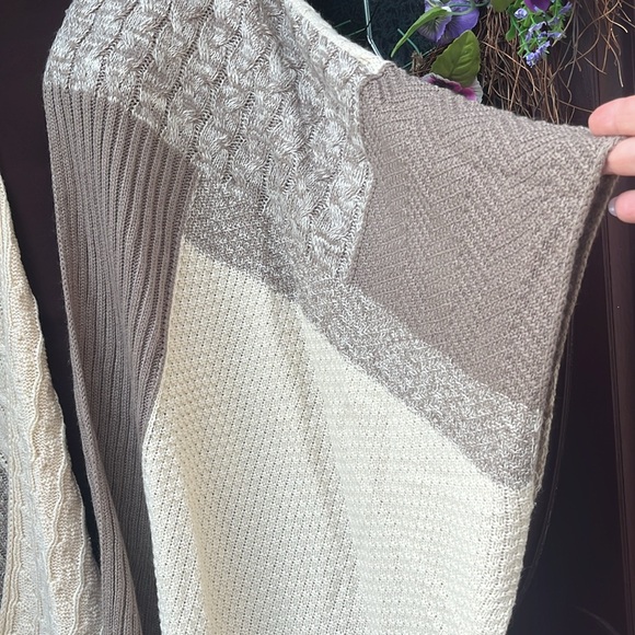 EUC Knox Rose open front cardigan with multiple knit panes of different pattern - Picture 4 of 10